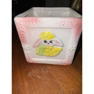 Vintage 60's Ceramic Baby Block Planter Nancy Pew Giftwares Co Nursery DecorOLA0